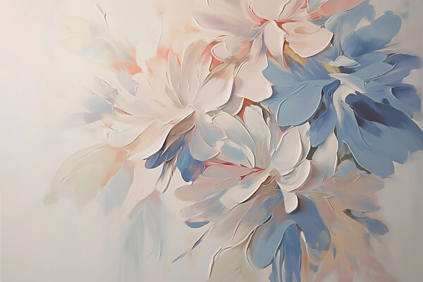Painting of flowers on a white surface Painting of flowers on a white surface