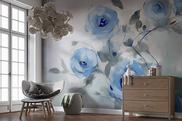 Painting of blue flowers Painting of blue flowers