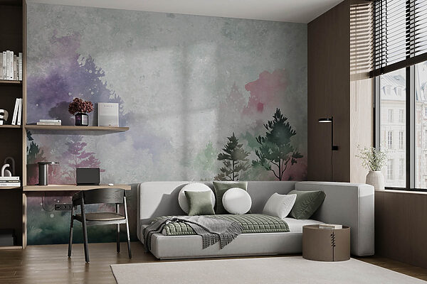 Wall murals Wall murals Painting of trees and plants (SKU: w08862)