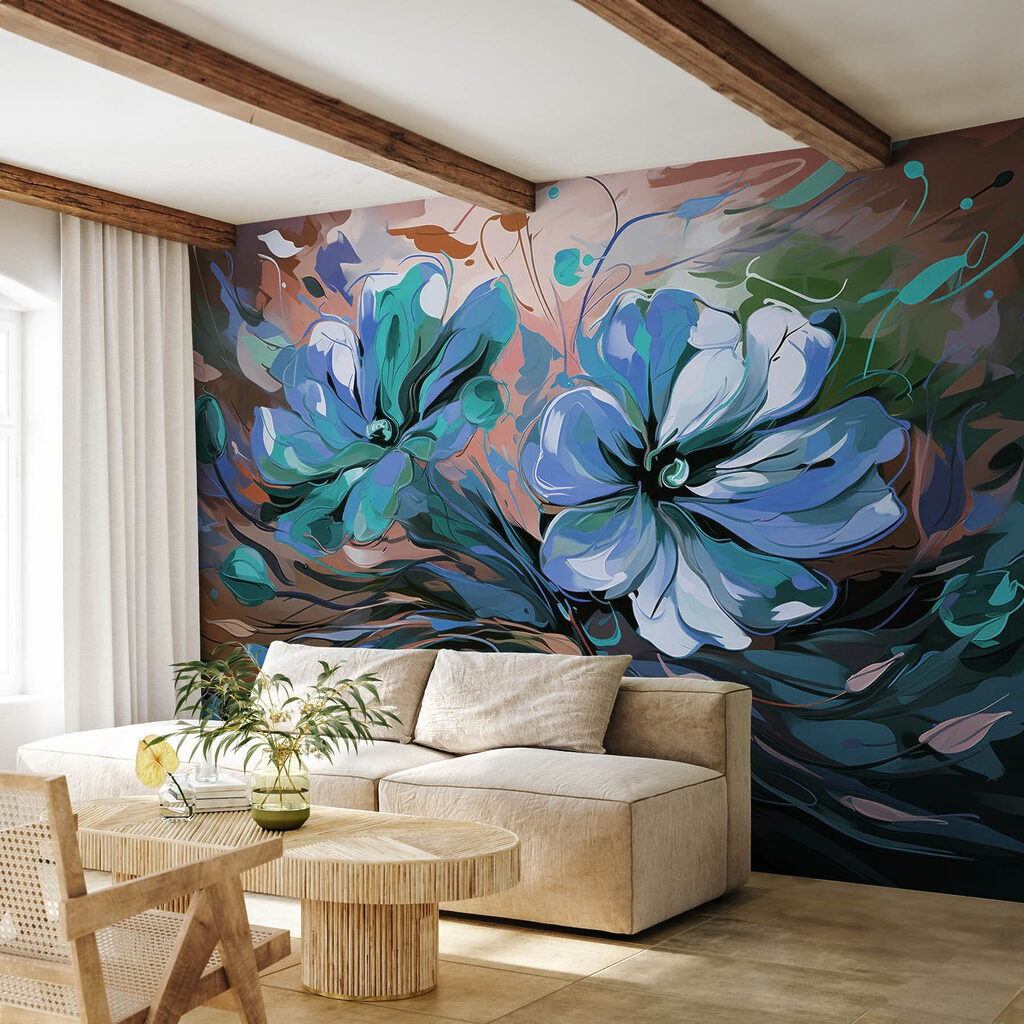 Painting of flowers on a surface