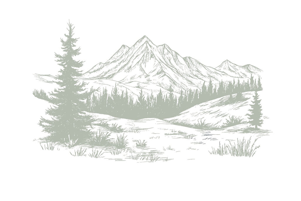 Drawing of a mountain range