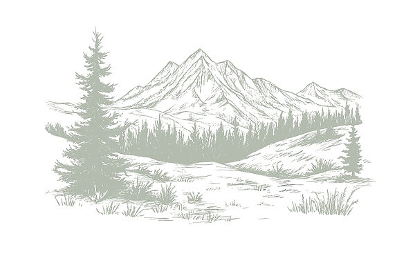Drawing of a mountain range