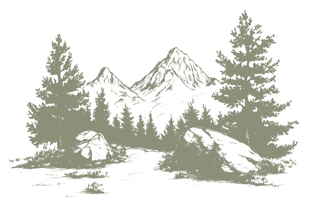 Drawing of trees and mountains Drawing of trees and mountains