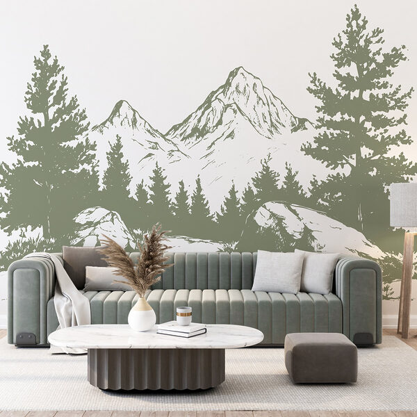 Drawing of trees and mountains Drawing of trees and mountains