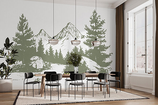 Drawing of trees and mountains Drawing of trees and mountains