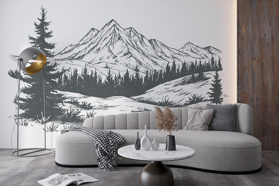 Drawing of a mountain range Drawing of a mountain range