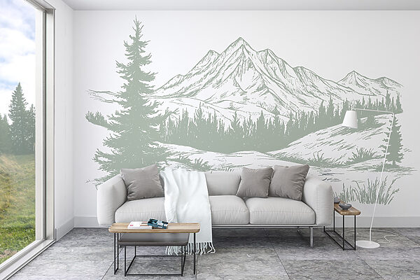 Drawing of a mountain range