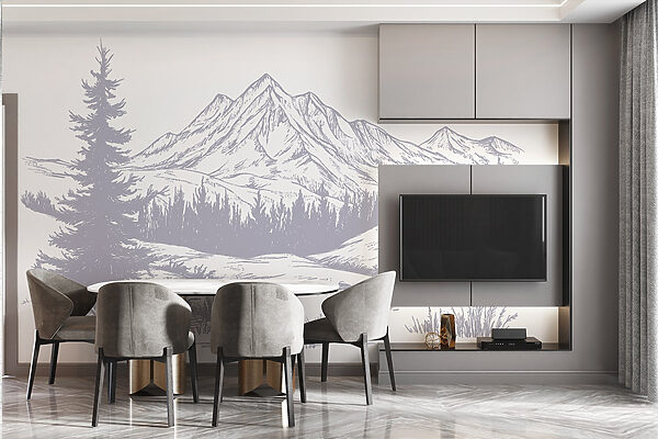 Drawing of a mountain range Drawing of a mountain range
