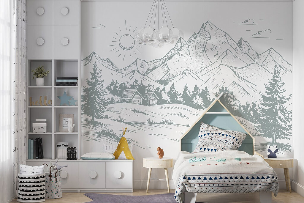 Landscape with trees and mountains