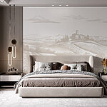 Wall murals Landscape with a house and fields