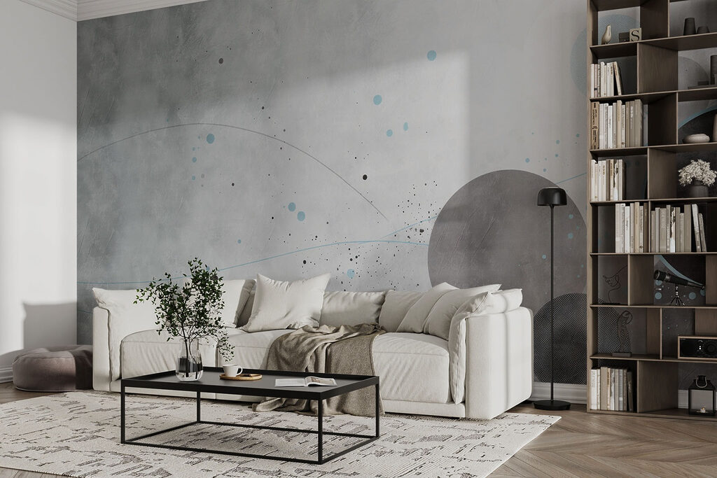 Grey and blue circles and lines