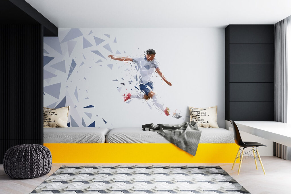 Man kicking a football ball