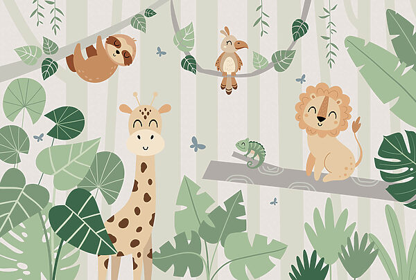 Group of animals in a jungle Group of animals in a jungle