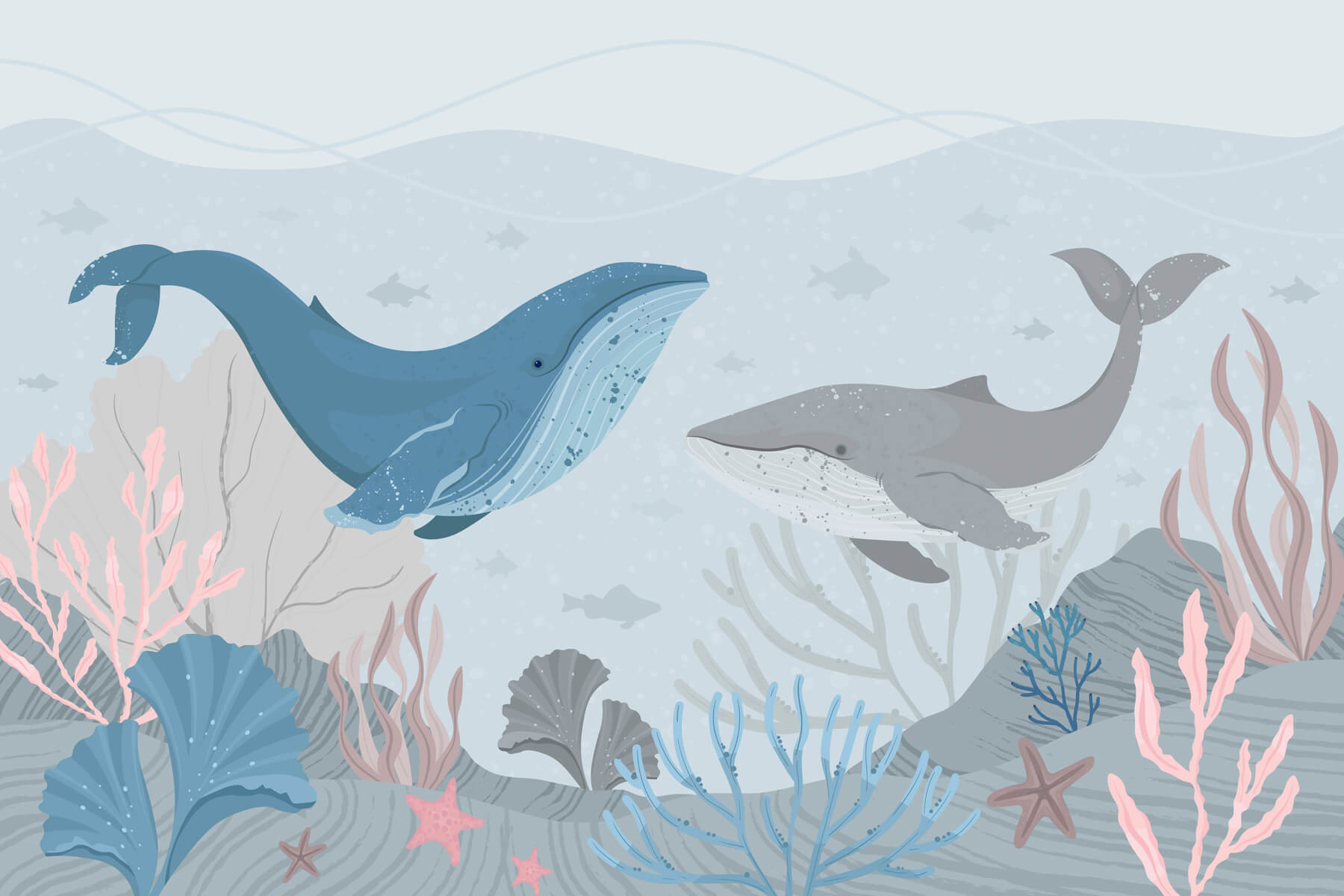 Whale and whale under water