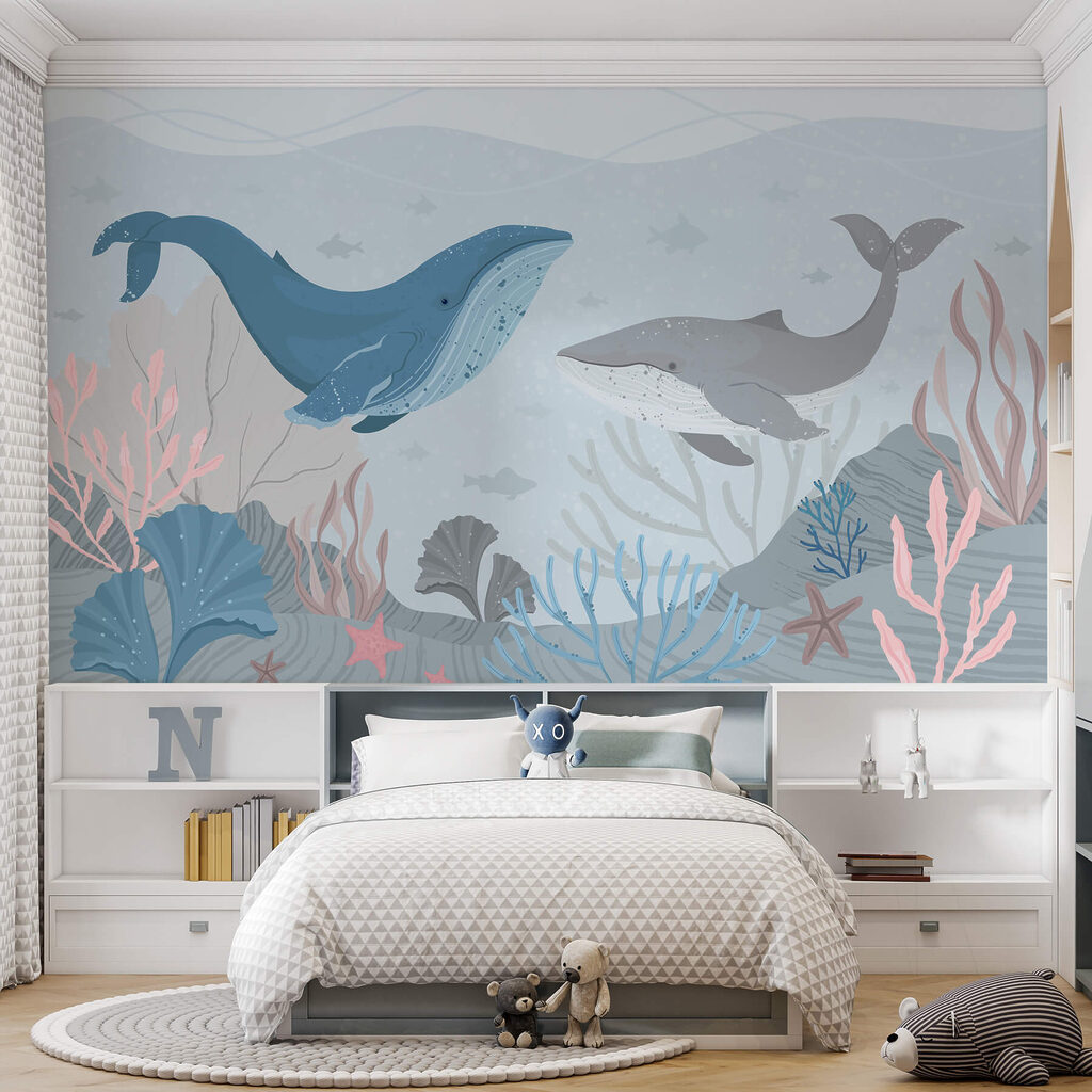 Whale and whale under water