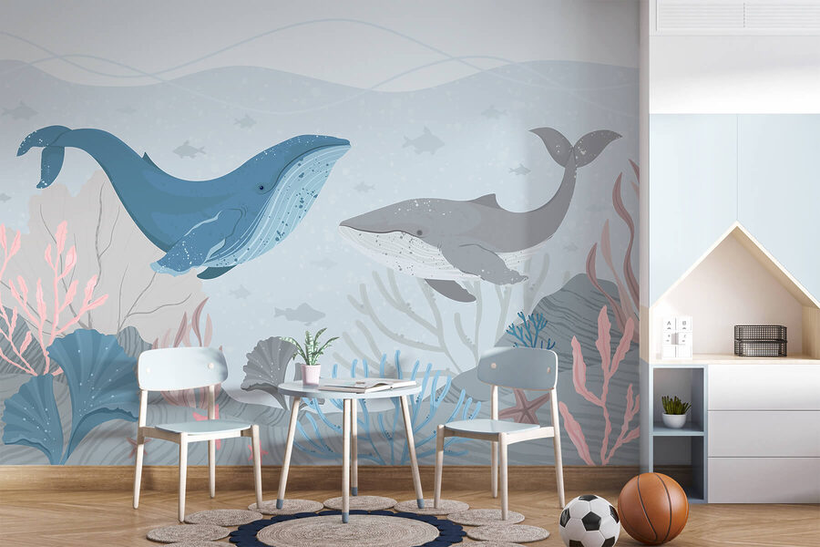 Whale and whale under water