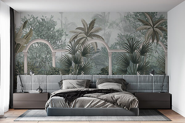 Wall murals Wallpaper with palm trees and a balcony (SKU: w08916) Wall murals Wall murals Wallpaper with palm trees and a balcony (SKU: w08916)