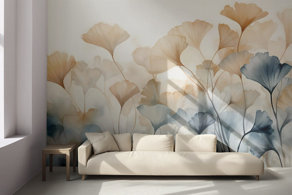 Painting of flowers with leaves Painting of flowers with leaves