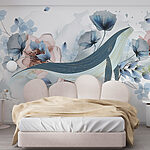 Wall murals Whale with flowers and leaves