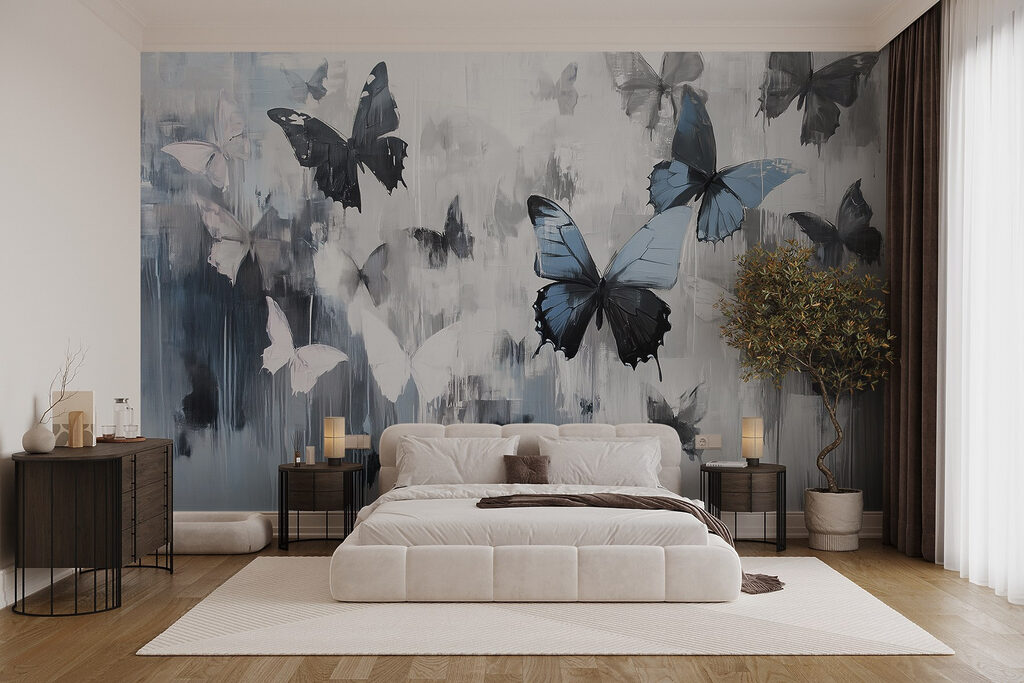 Painting of butterflies flying