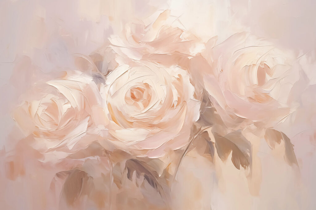 Painting of flowers on a white surface Painting of flowers on a white surface