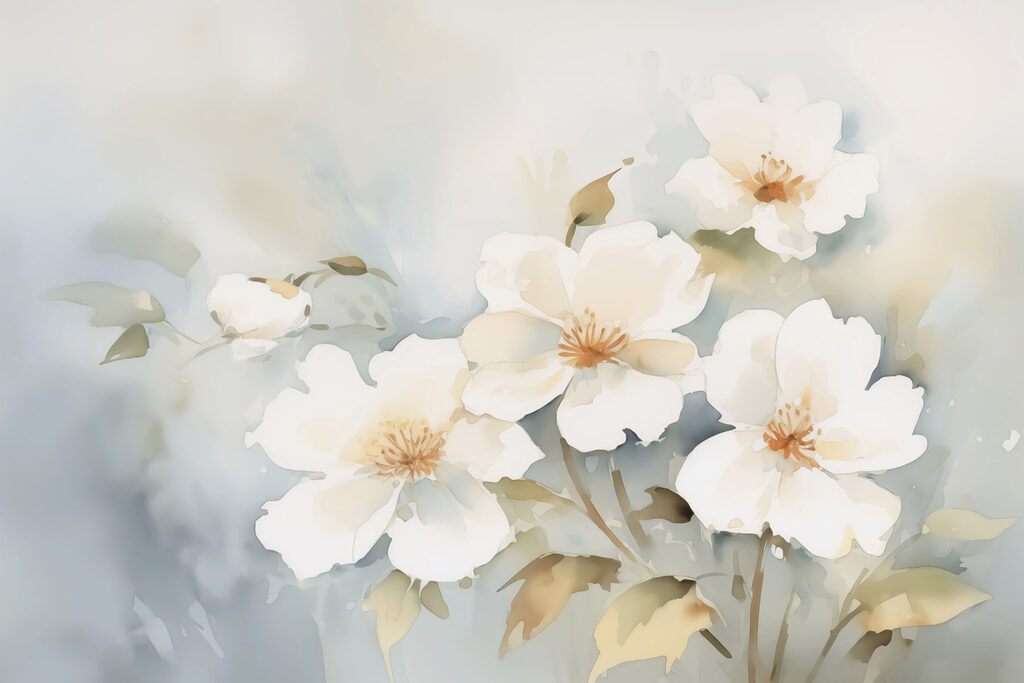 Painting of white flowers Painting of white flowers