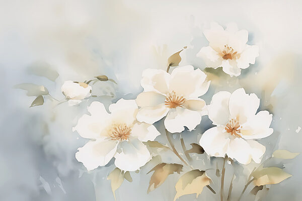 Painting of white flowers Painting of white flowers