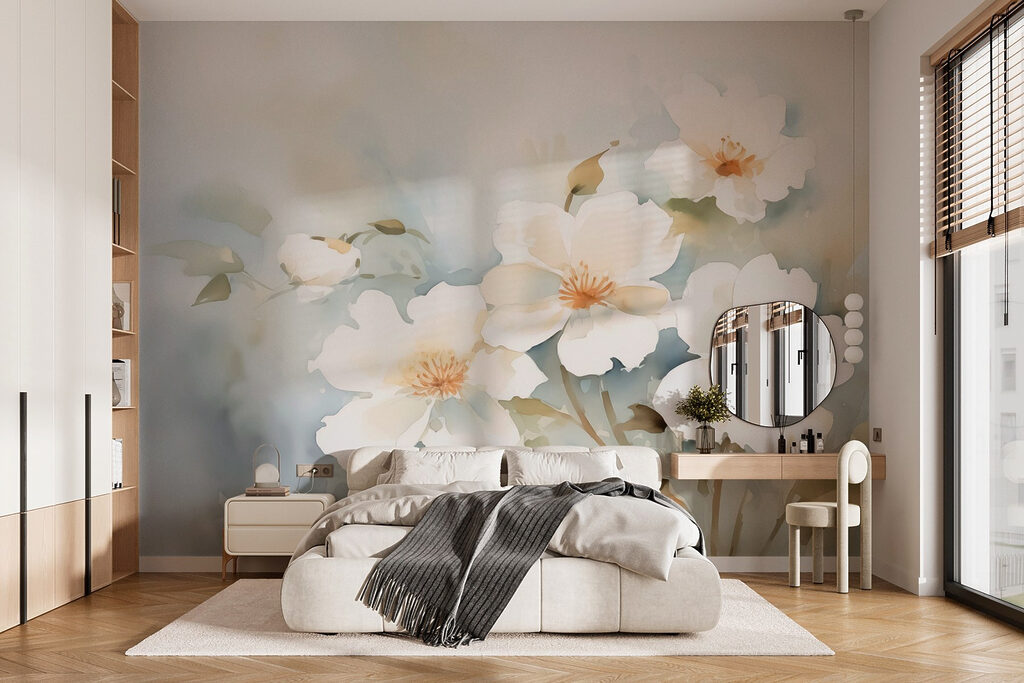Painting of white flowers Painting of white flowers