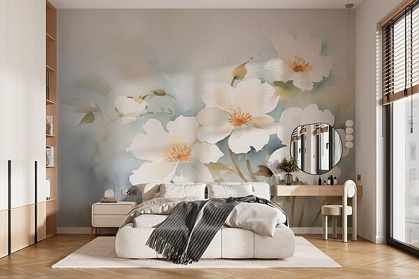 Painting of white flowers Painting of white flowers