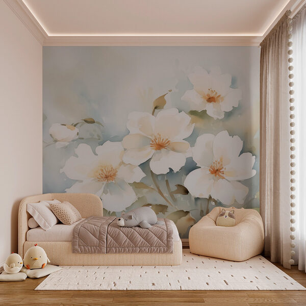 Painting of white flowers Painting of white flowers