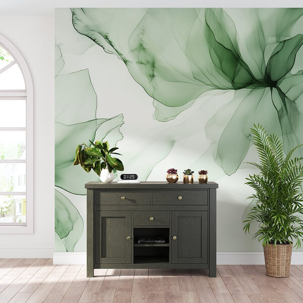 Wall murals Wall murals Soft floral elegance in muted tones (SKU: w03406)