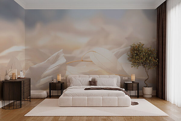 Wall murals Wall murals Whispers of nature in soft hues (SKU: w03437)