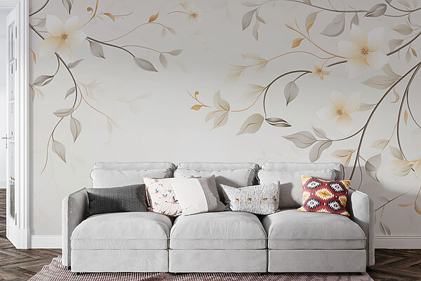 White and brown floral design White and brown floral design