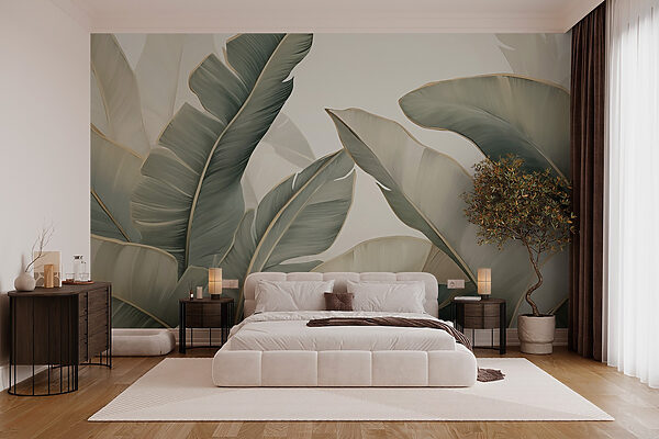 Wall murals Wall murals Soft leaves in calming hues. (SKU: w03427)