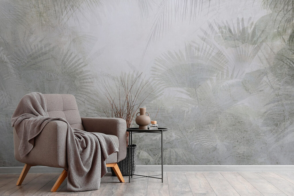 Foggy background with palm trees Foggy background with palm trees