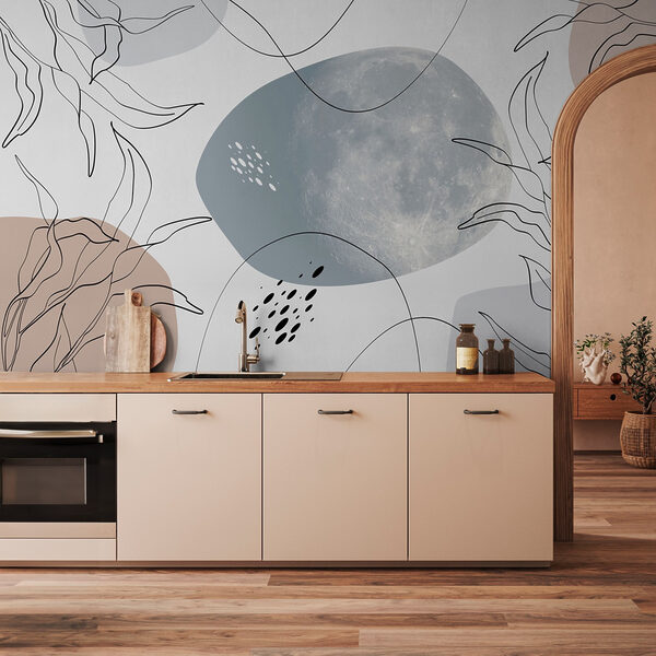 Moon and plants on a white background Moon and plants on a white background