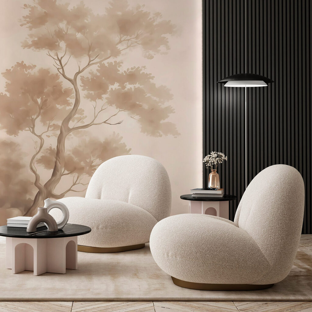 Tree in fog with water