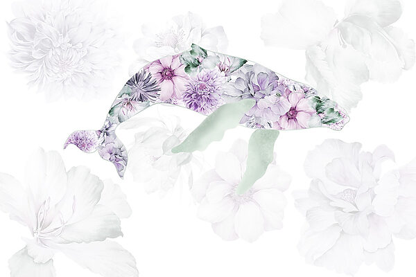 Dolphin with flowers on it