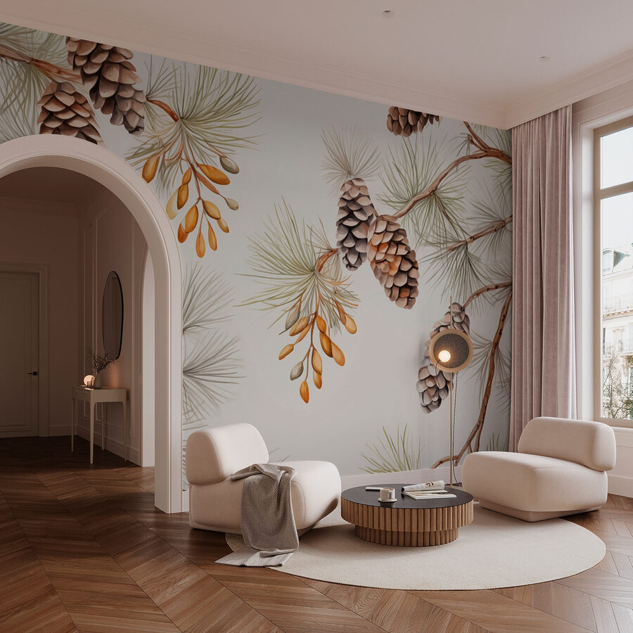 Wall murals Pattern of pine cones and needles - Image 2