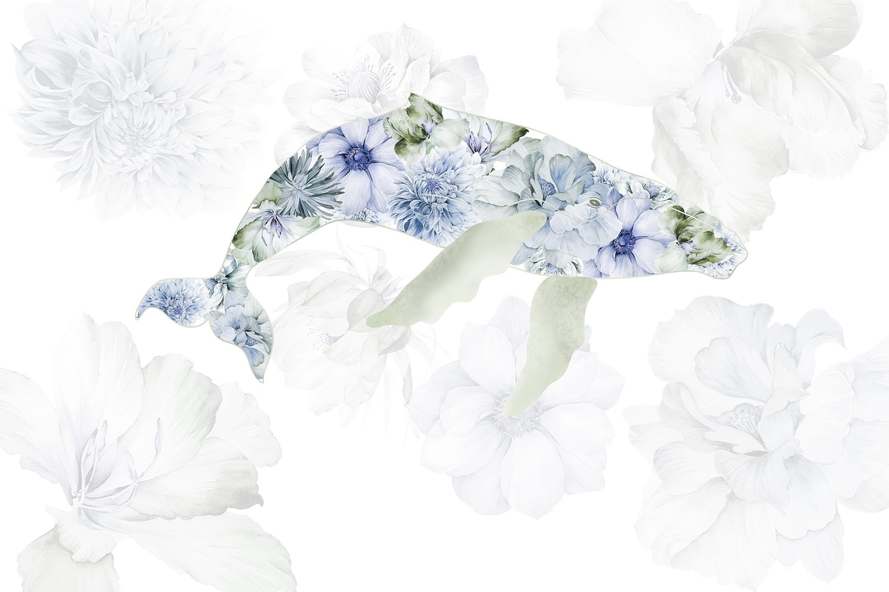 Whale with flowers on it