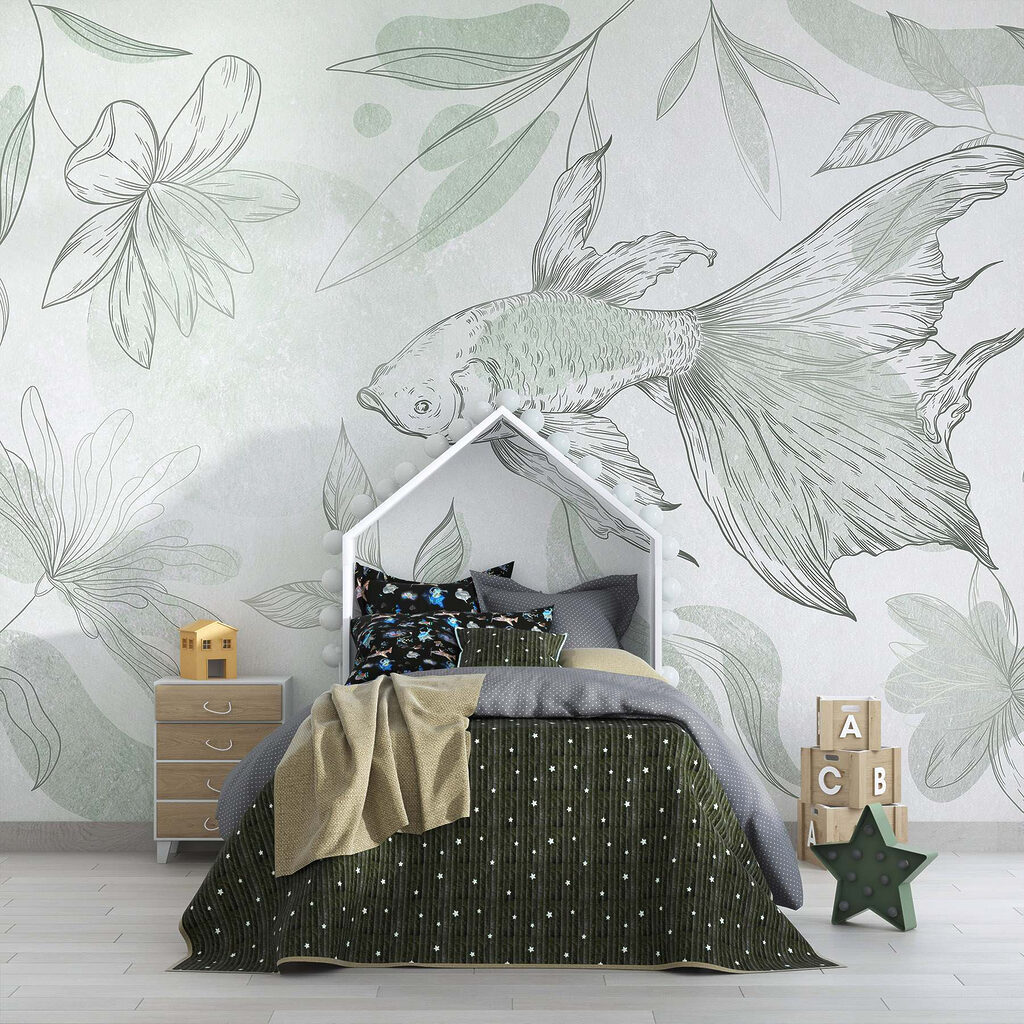 Fish and plants on a wall Fish and plants on a wall