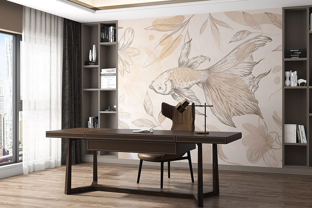 Elegant fish among floral designs Elegant fish among floral designs