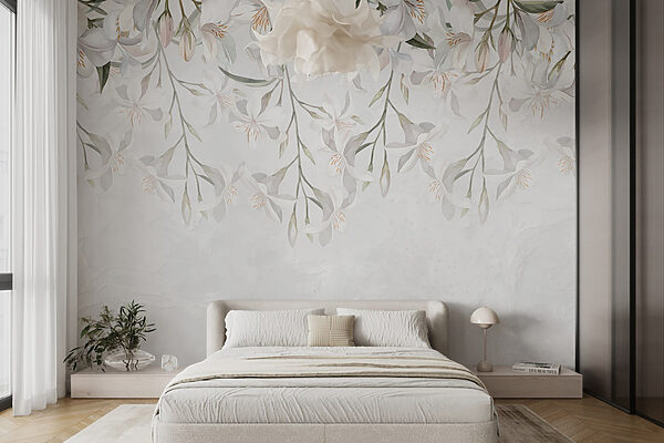 Wall murals Wall murals White flowers on a white background (SKU: w03482)