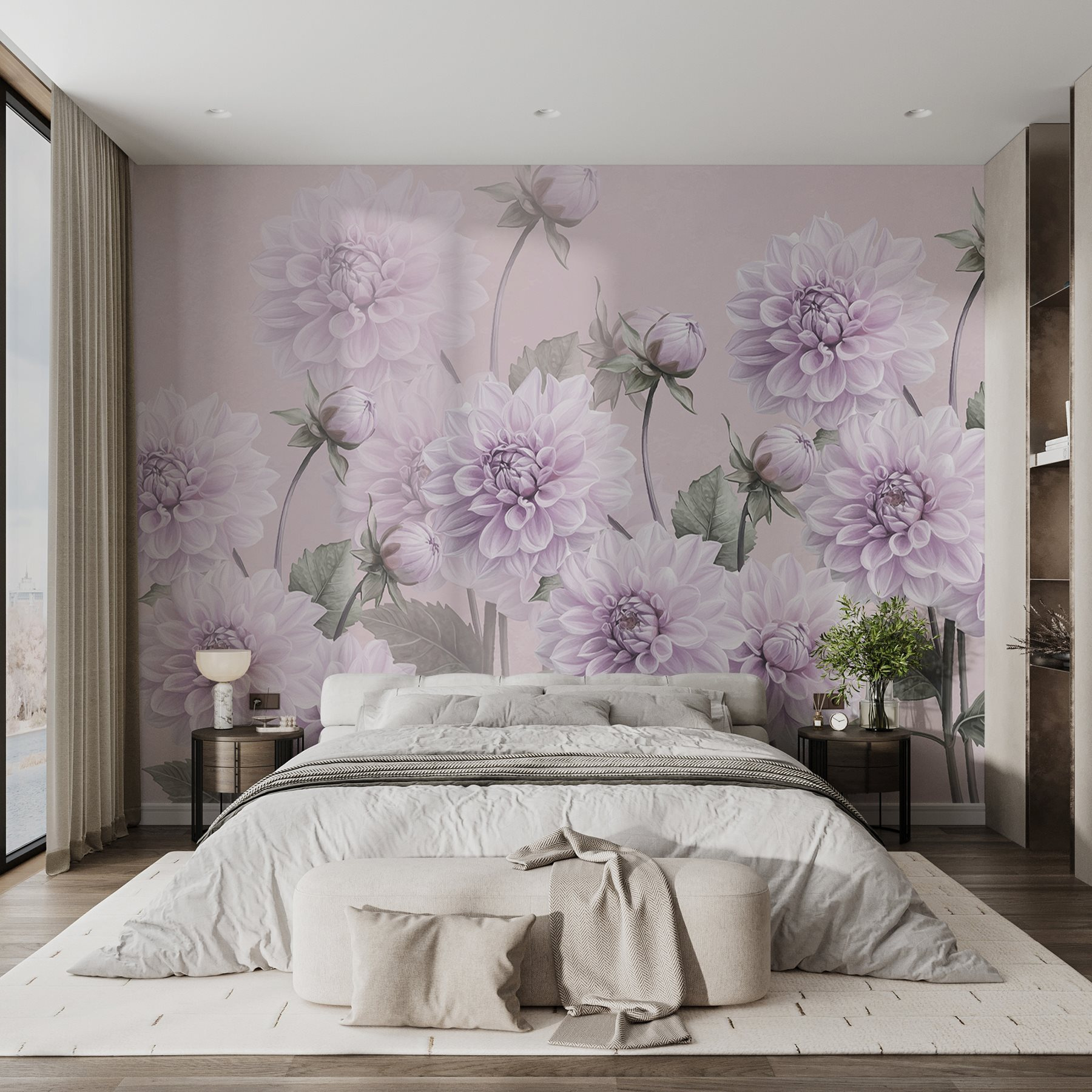 Wall Murals Group Of Purple Flowers W03544 Tapeko us Wall Murals Group Of Purple Flowers W03544 Tapeko us