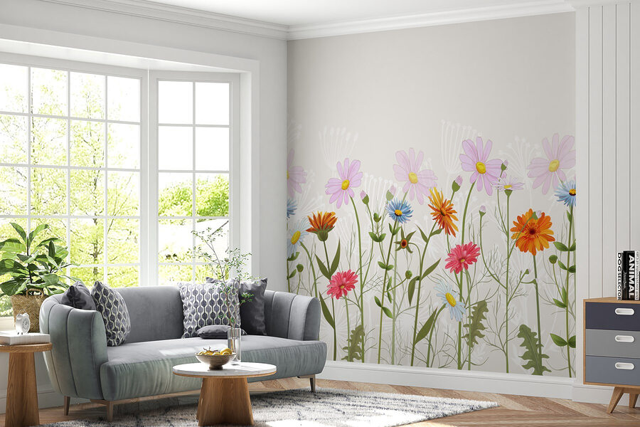 Wall murals Row of colorful flowers - Image 2