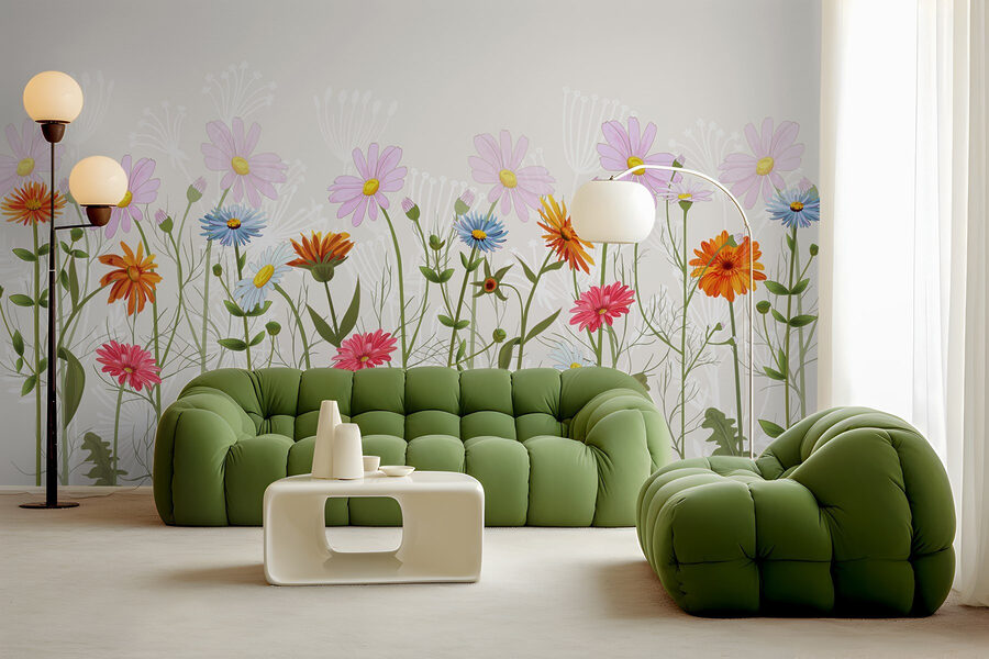 Wall murals Row of colorful flowers - Image 3