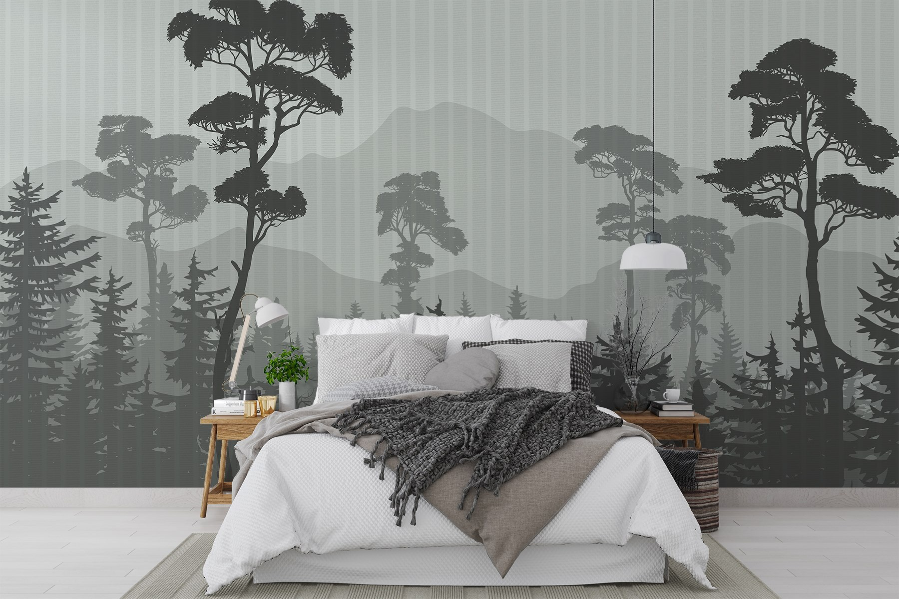 Forest with mountains and trees