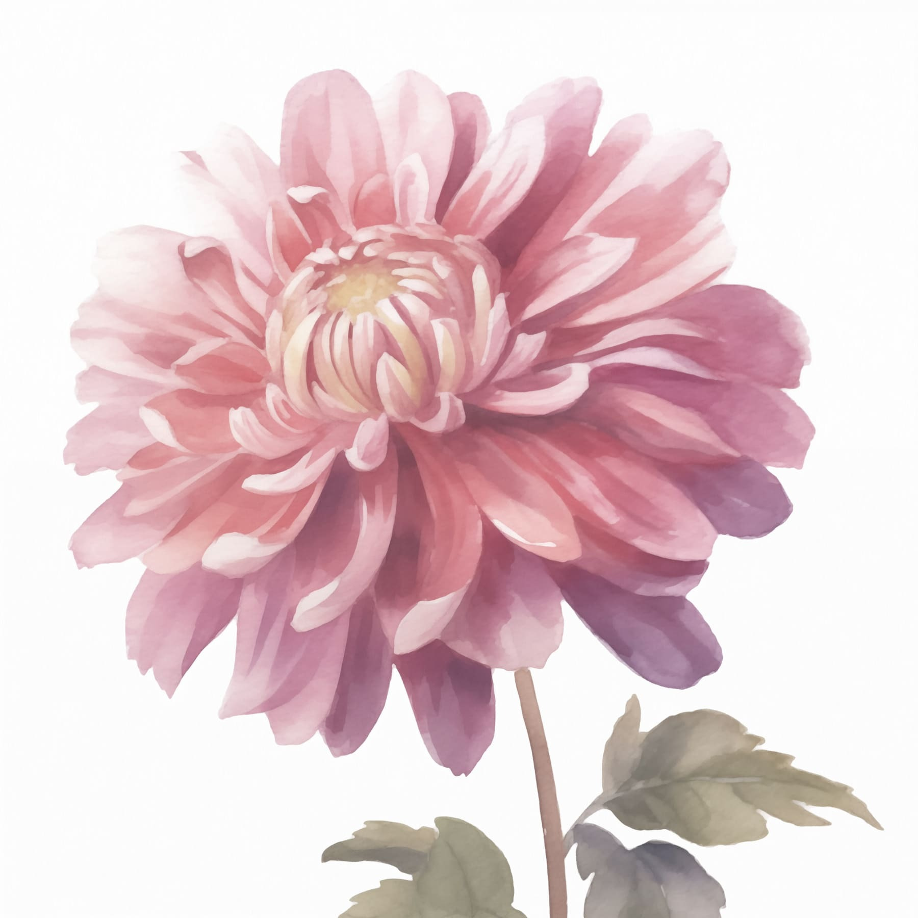 Pink flower with green leaves