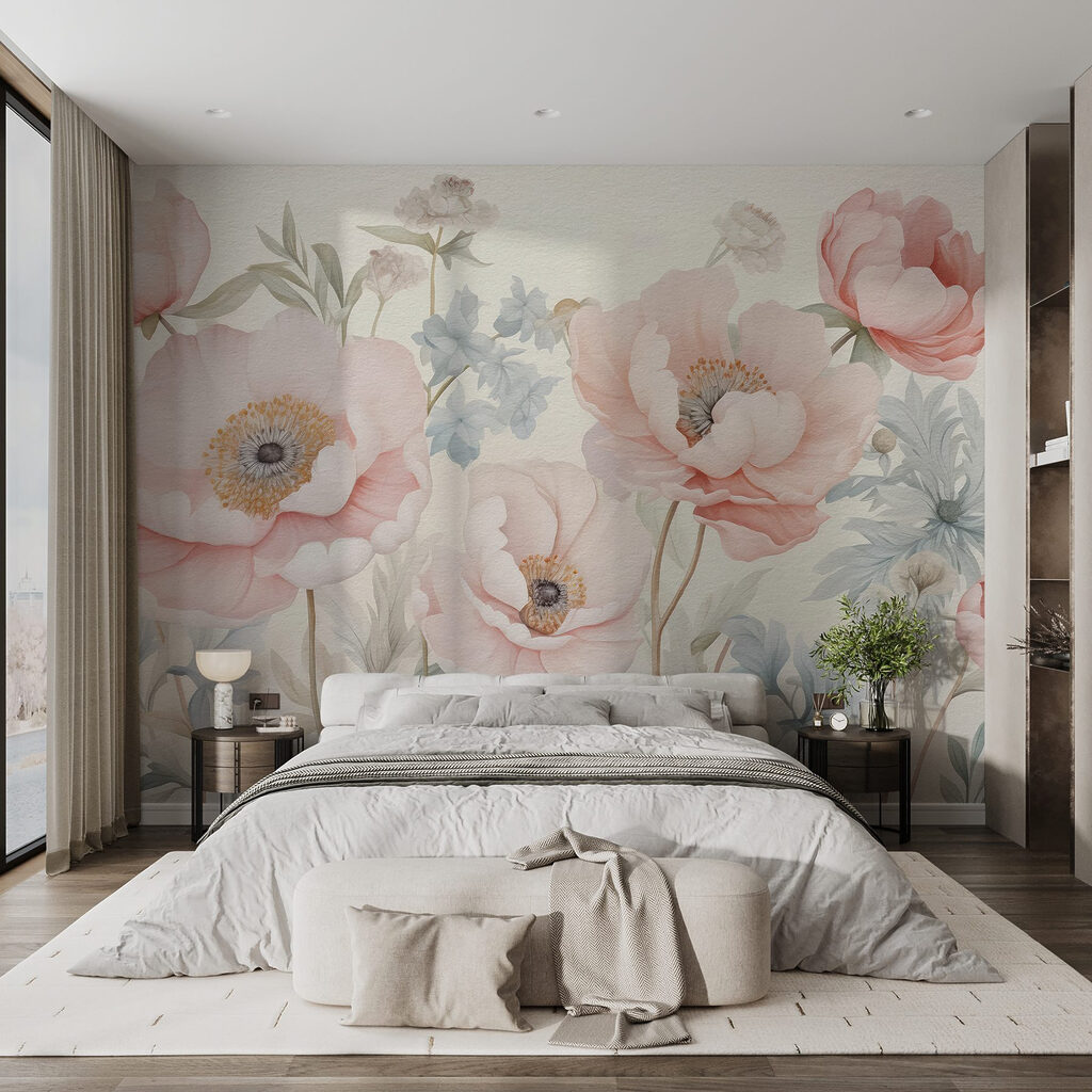 Painting of flowers on a wall