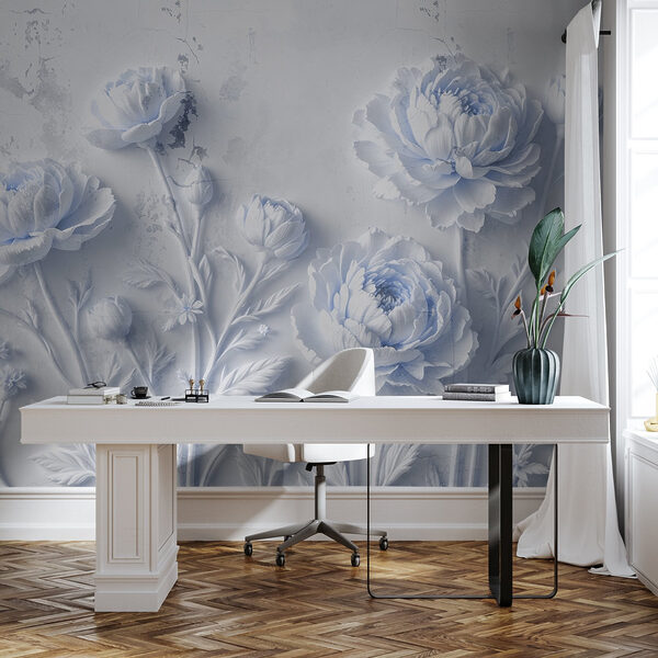 Wall murals Wall murals White flowers on a white surface (SKU: w03553v1)
